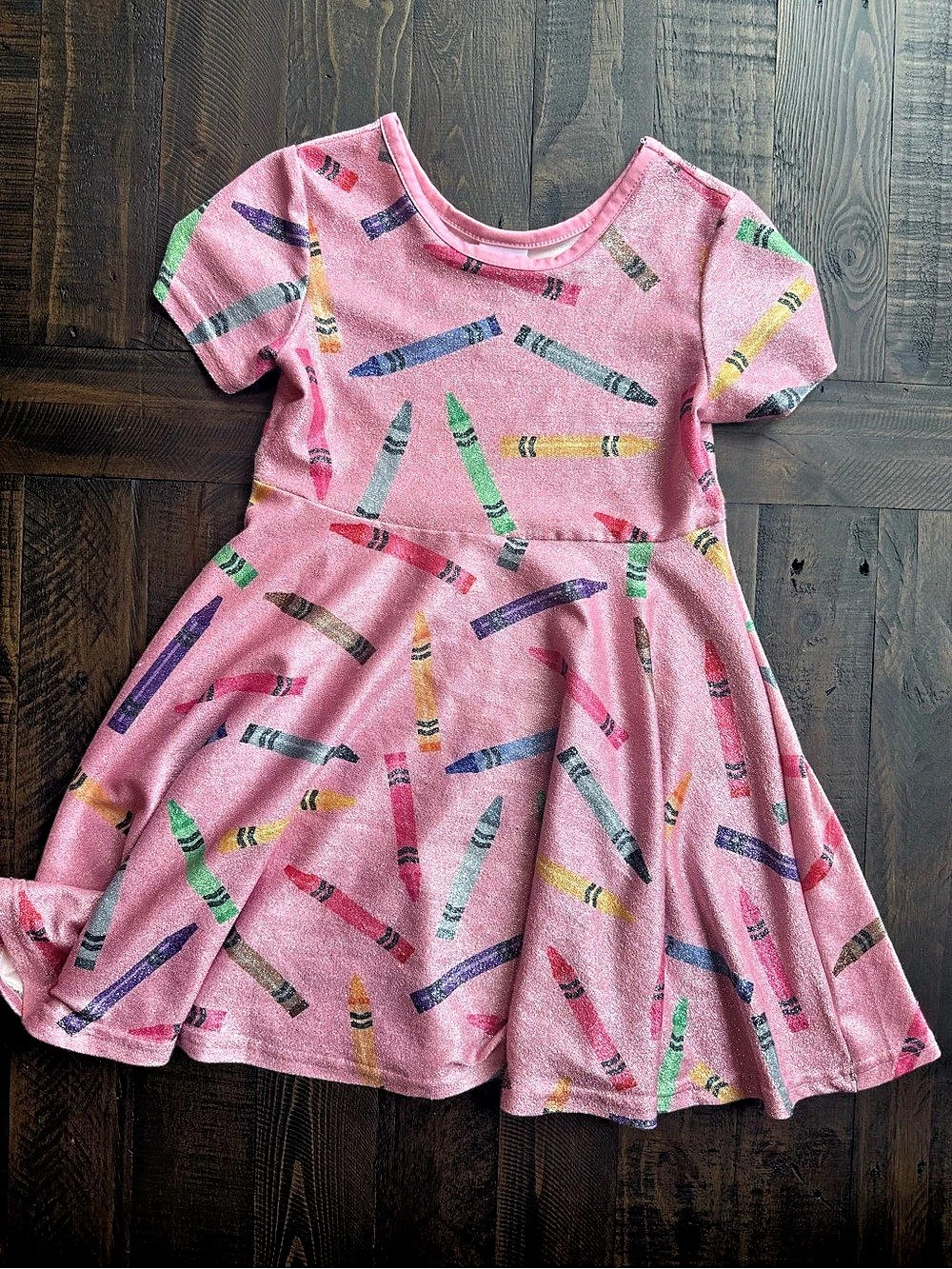 Sparkle in Pink Glitter Crayon Dress XL/6T
